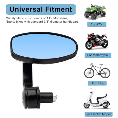LKV Bar End Mirrors for Motorcycles with 22MM 7/8" Handlebar 360 Degree Rotation Rear View Mirror Universal Compatible with Honda Grom Yamaha Kawasaki Ducati Suzuki - Image 4