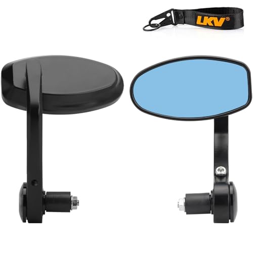 LKV Bar End Mirrors for Motorcycles with 22MM 7/8" Handlebar 360 Degree Rotation Rear View Mirror Universal Compatible with Honda Grom Yamaha Kawasaki Ducati Suzuki - Image 1