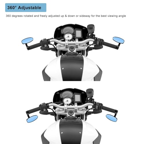 LKV Bar End Mirrors for Motorcycles with 22MM 7/8" Handlebar 360 Degree Rotation Rear View Mirror Universal Compatible with Honda Grom Yamaha Kawasaki Ducati Suzuki - Image 3