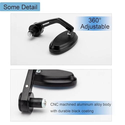 LKV Bar End Mirrors for Motorcycles with 22MM 7/8" Handlebar 360 Degree Rotation Rear View Mirror Universal Compatible with Honda Grom Yamaha Kawasaki Ducati Suzuki - Image 5