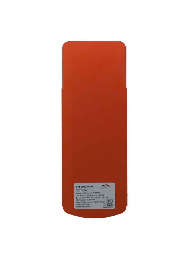 أوتو سمارت مشغل بطارية سيارة بشدة تيار 10000 مللي أمبير ساعة بتصميم أنيق بمنفذي يو اس بي لون برتقالي  11 × 12.5 × 29 سم X19 - Image 5