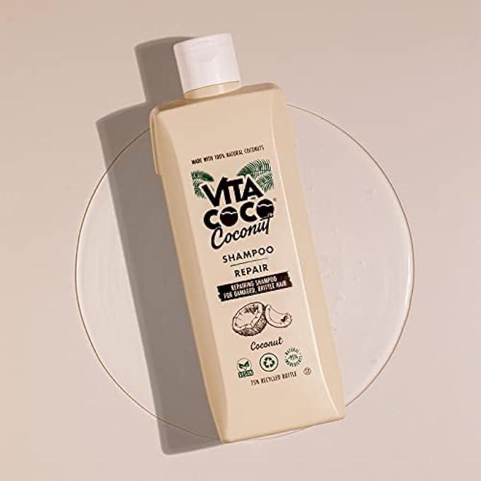 Vita Coco REPAIR SHAMPOO FOR DAMAGED HAIR 400ML WITH 100 PERCENT NATURAL COCONUTS, PROTECTS AND REPAIRS THE HAIR, MOISTURISING SHAMPOO - Image 3