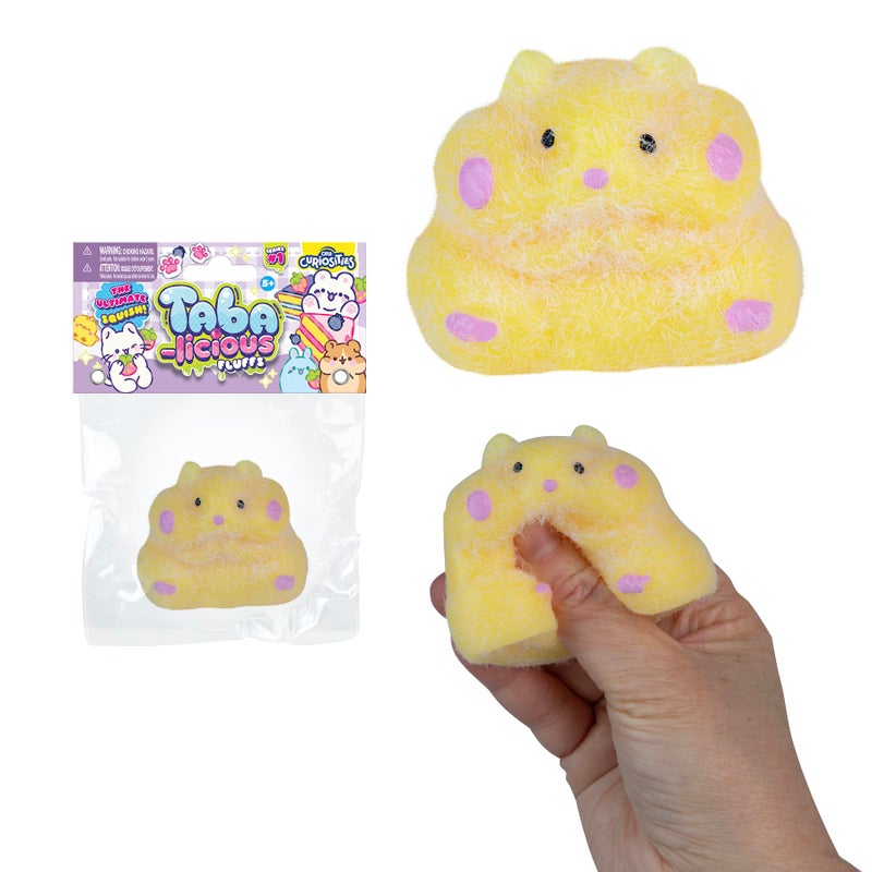 The Orb Factory ORB Tabalicious Fluffs TABA Squishy Hamster Yellow Fuzzy Flocked Cute Animal TABA Squishies Toys Soft Sticky Stress Ball Fluff Toys Kawaii Sensory and Fidget Toys and Gifts Kids and Adults - Image 3