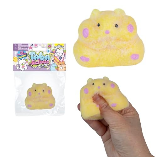 The Orb Factory ORB Tabalicious Fluffs TABA Squishy Hamster Yellow Fuzzy Flocked Cute Animal TABA Squishies Toys Soft Sticky Stress Ball Fluff Toys Kawaii Sensory and Fidget Toys and Gifts Kids and Adults - Image 1