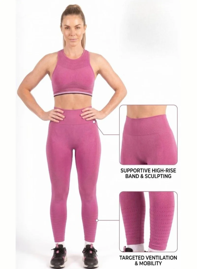 Thugfit pink THUGFIT Spin High Waist Hollow Leggings - Pink for Women | Best Price UAE