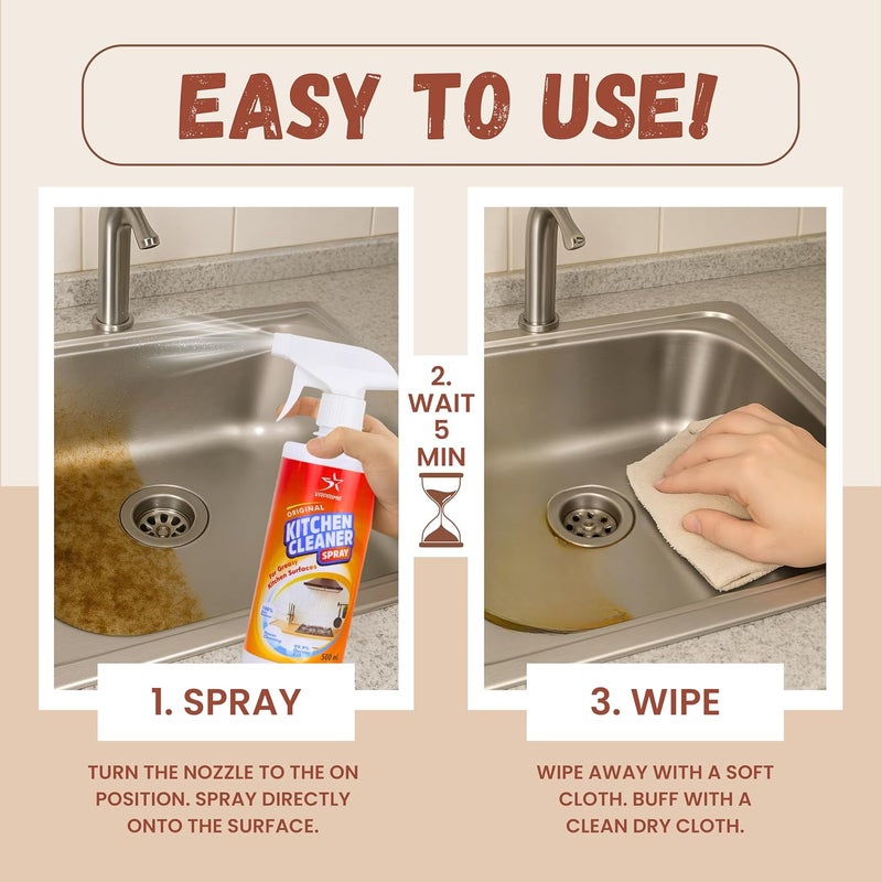 Solid anti-deform VRPRIME Kitchen Cleaner Spray | Kitchen Sink Chimney Gas Stove Oven Oil Stain Remover All Purpose Foam Degreaser Spray | Kitchen Cleaning Spray for Exhaust Fan (500ml) (PACK OF 2) Practical versatile construction - Image 2