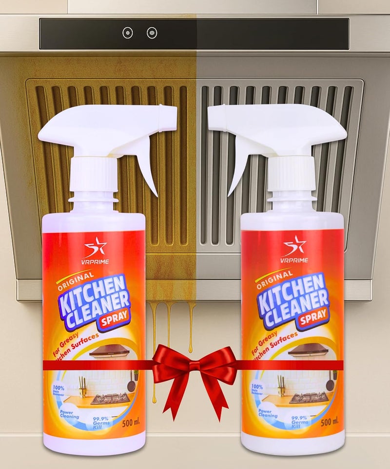 Solid anti-deform VRPRIME Kitchen Cleaner Spray | Kitchen Sink Chimney Gas Stove Oven Oil Stain Remover All Purpose Foam Degreaser Spray | Kitchen Cleaning Spray for Exhaust Fan (500ml) (PACK OF 2) Practical versatile construction - Image 1
