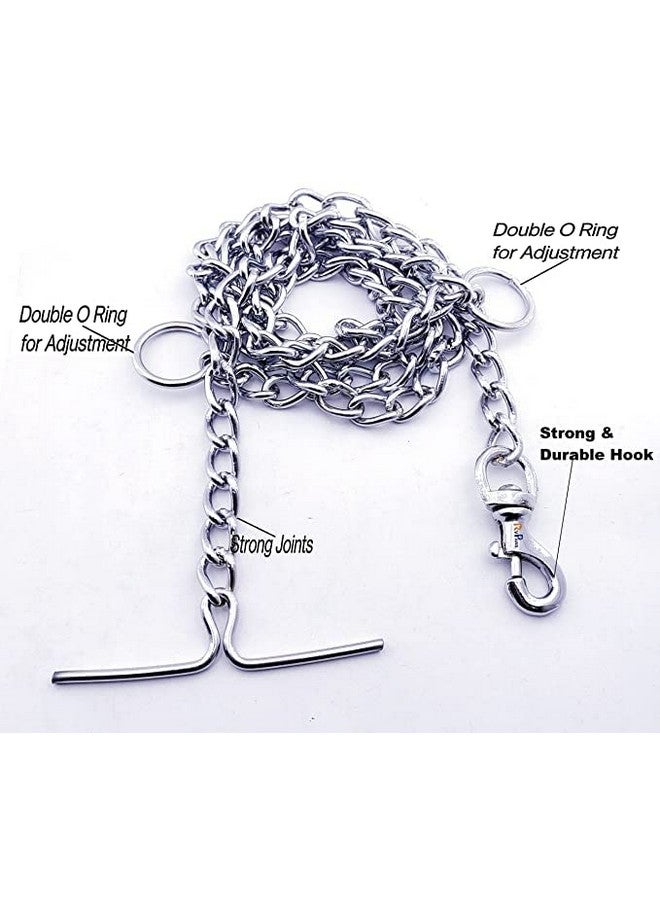 مجموعة من سلسلة المقود غير السامة شديدة التحمل من الفولاذ المقاوم للصدأ بطول 5 أقدام مع حزام طوق من النايلون قابل للتعديل من 12 إلى 16 بوصة، مثالية للكلاب الصغيرة والمتوسطة الحجم (أحمر) - Image 2