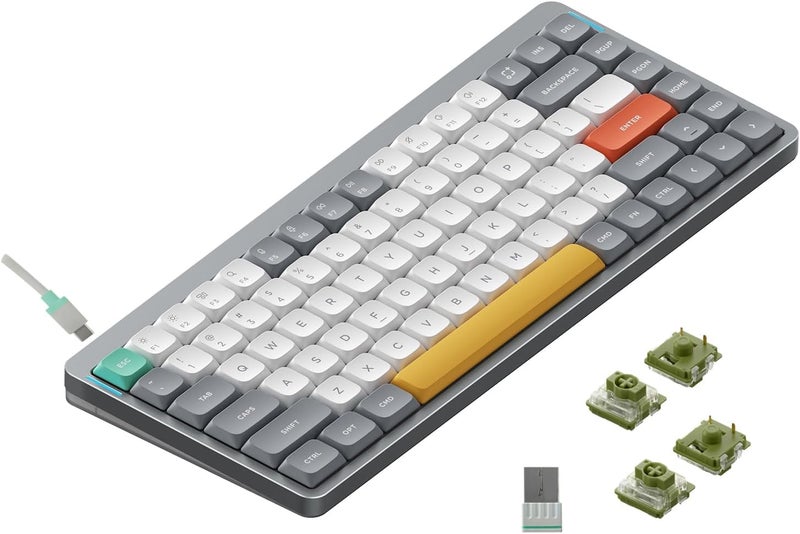 Nuphy Air75 V2 Portable 75% Mechanical Keyboard,Wireless Keyboard,Supports Bluetooth/2.4G/USB-C RGB Bluetooth Keyboards,Compatible with Windows/Mac OS/Linux Systems Gray-Gateron Moss Switch - Image 1