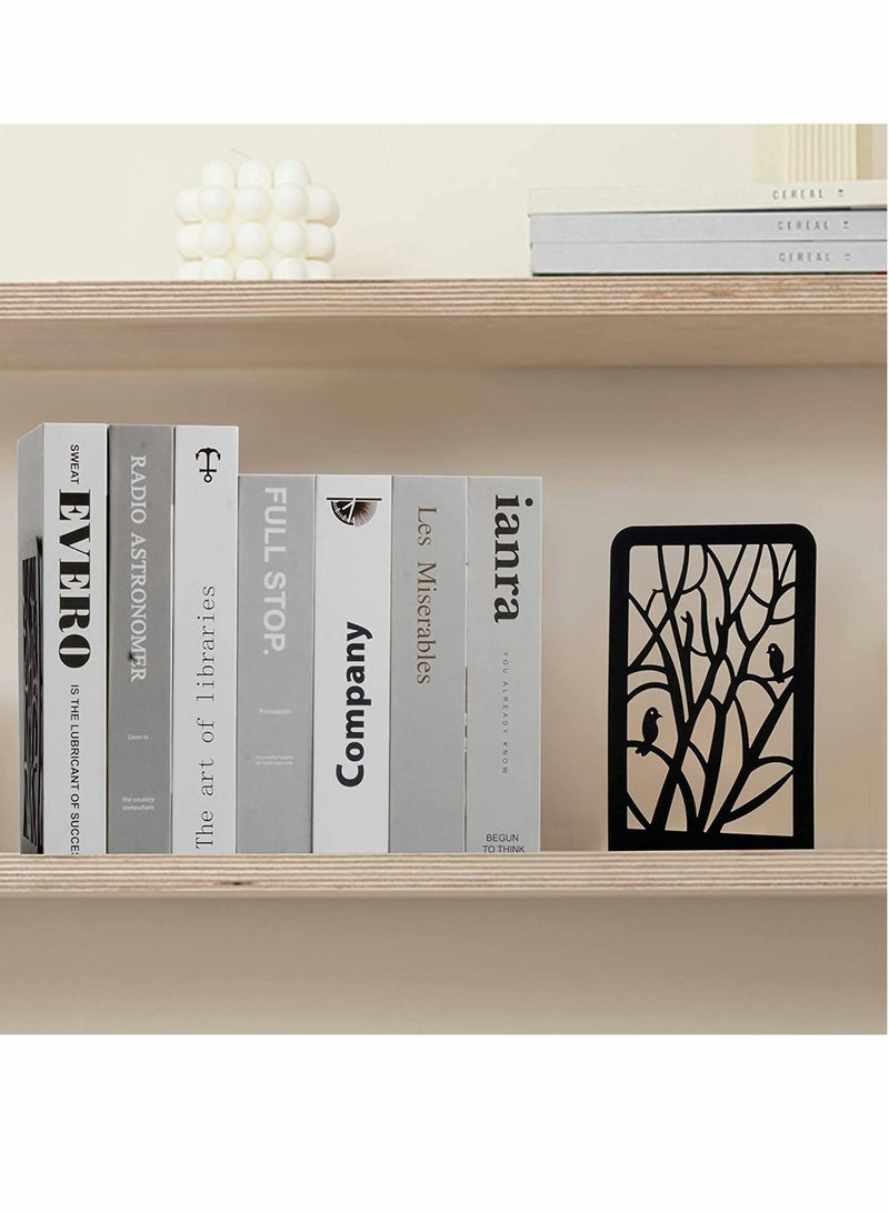 Decorative Bookends, 2 Pair Metal 1 Free Pen Holder–Heavy Bookends for Shelves w/ Exquisite and Vivid Design, Excellent Low-Profile Addition to Any Decor - Image 4