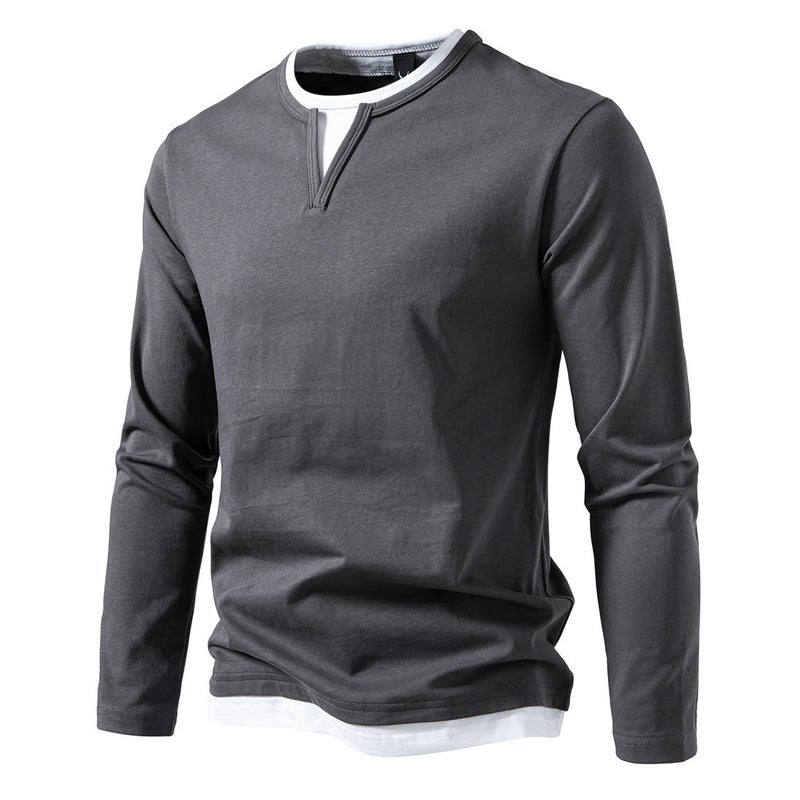 24 Men'S Long Sleeve T-Shirt European Size Double Collar Men'S Base Shirt - Image 1