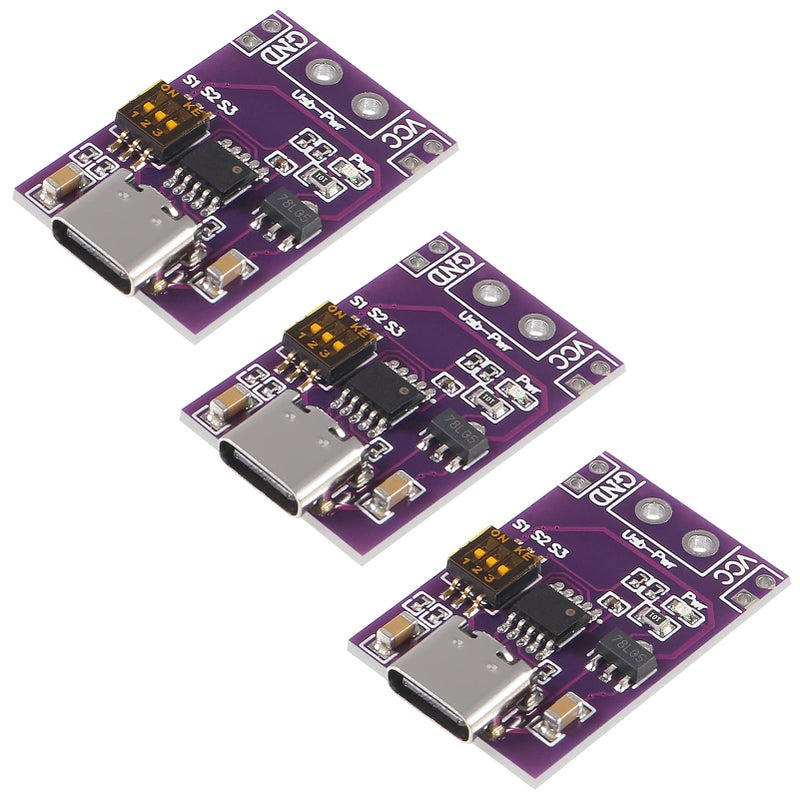 3Pcs TypeC QC AFC PD20 PD30 to DC Fast Charge Decoy Trigger Polling Detector Power Supply Change Board Module Support 5V 9V 12V 15V 20V Fixed Voltage Output