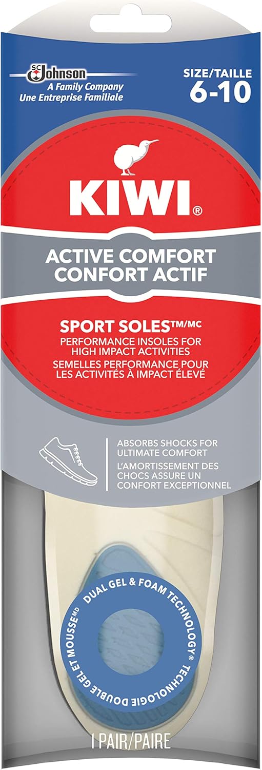 KIWI Shoe Insoles and Inserts for All Day Support, Performance Foam Absorbs Shock for Ultimate Comfort, Sport , Women 6-10