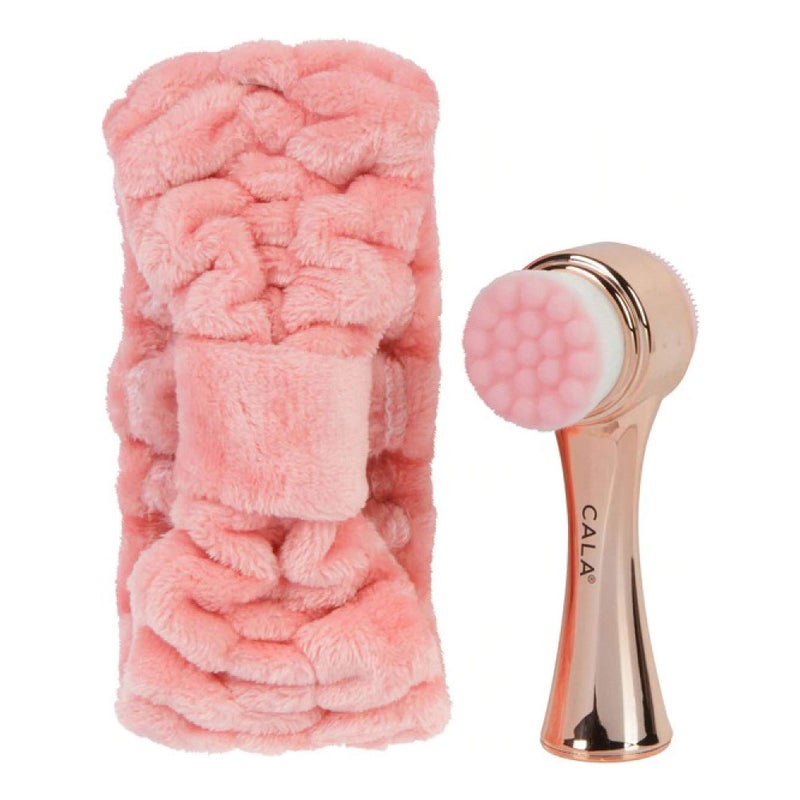 CALA Cala Goal To Glow Dual Action Facial Brush Headband Set Rose Gold 