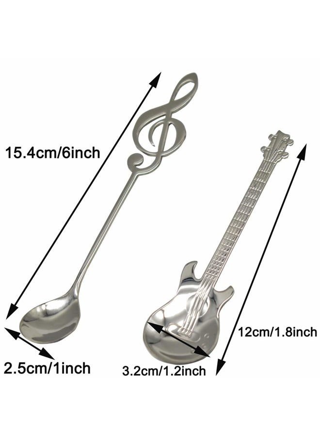 Maydahui 6PCS Guitar Spoons Music Note Teaspoon Set 18/8（304 ）Stainless Steel Musical Notation Dessert Spoon for Coffee Stirring Drink Mixing Milkshake Jam - Image 2