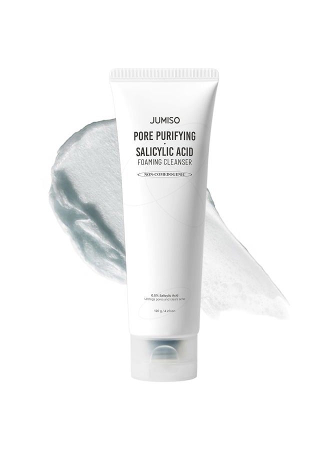 JUMISO Salicylic Acid 0.5% BHA Foaming Cleanser with Blue Clay – Low pH Face Wash for Oily Acne-Prone Skin – Blackhead & Strawberry Nose Care, Non-Stripping Daily Use, Fragrance-Free, 4.23 oz - Image 1