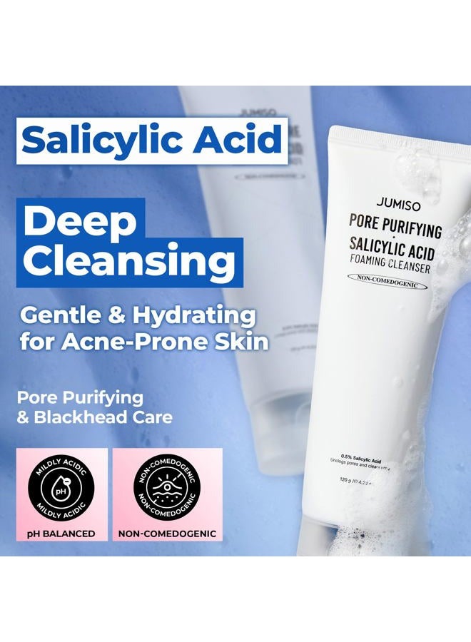 JUMISO Salicylic Acid 0.5% BHA Foaming Cleanser with Blue Clay – Low pH Face Wash for Oily Acne-Prone Skin – Blackhead & Strawberry Nose Care, Non-Stripping Daily Use, Fragrance-Free, 4.23 oz - Image 2
