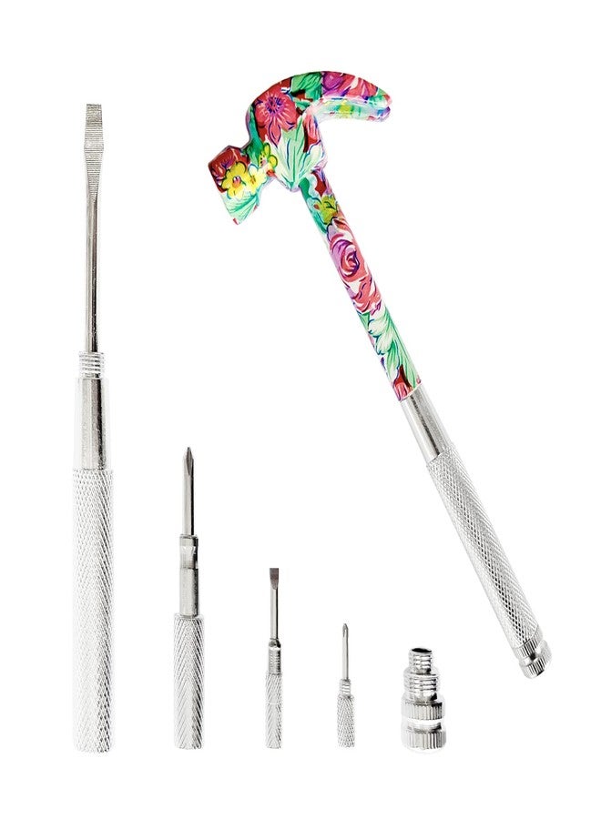 LASUND 6 in 1 Flower Hammer & Screwdriver Tool, All In One Screwdriver Hammer Tools Set, Best Gift for Birthday Valentine's Mother's day Christmas Thanksgiving Halloween - Image 1