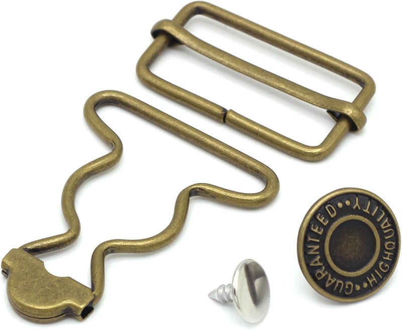 Enosea 4 Sets Overall Buckles, Metal Suspender Buckles Overall Clip Replacement with Buckle Slider and Buttons(1.25 inch) - Image 1