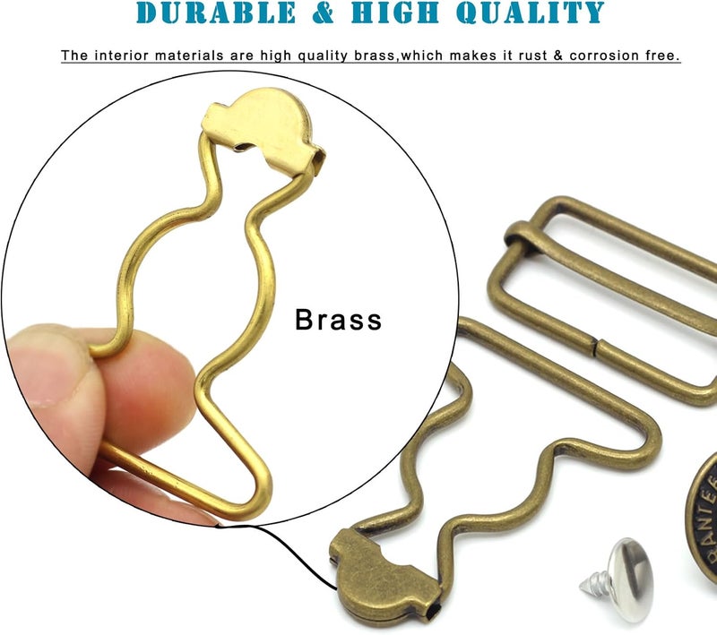 Enosea 4 Sets Overall Buckles, Metal Suspender Buckles Overall Clip Replacement with Buckle Slider and Buttons(1.25 inch) - Image 5