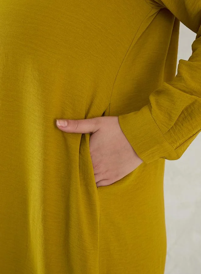 Femmella Femmella Plus Shirt Midi Dress with Roll-Up Sleeves