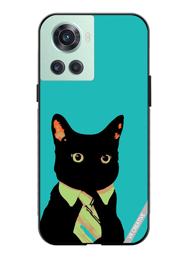VR CREATIVE Protective Case Cover For OnePlus 10R Business Cat Design Multicolour - Image 1