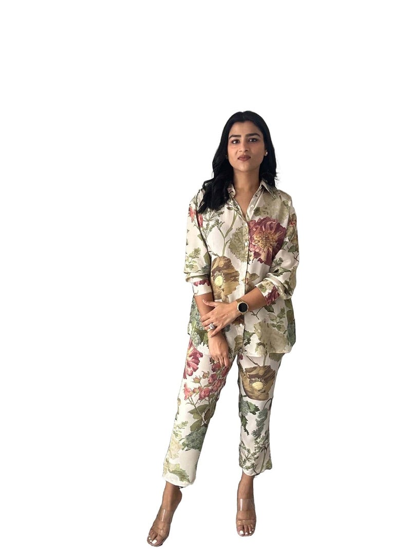 LookMark Women's Kurta Set with Floral Print and Cotton Blend Fabric with Pant (AZ-LM-OG-KS2149-L) White - Image 4