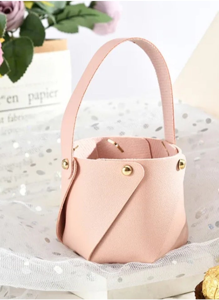 Generic Pink Favour Leather Drawstring Velvet Candy Packaging Box Bag with Bowknot  - Image 2