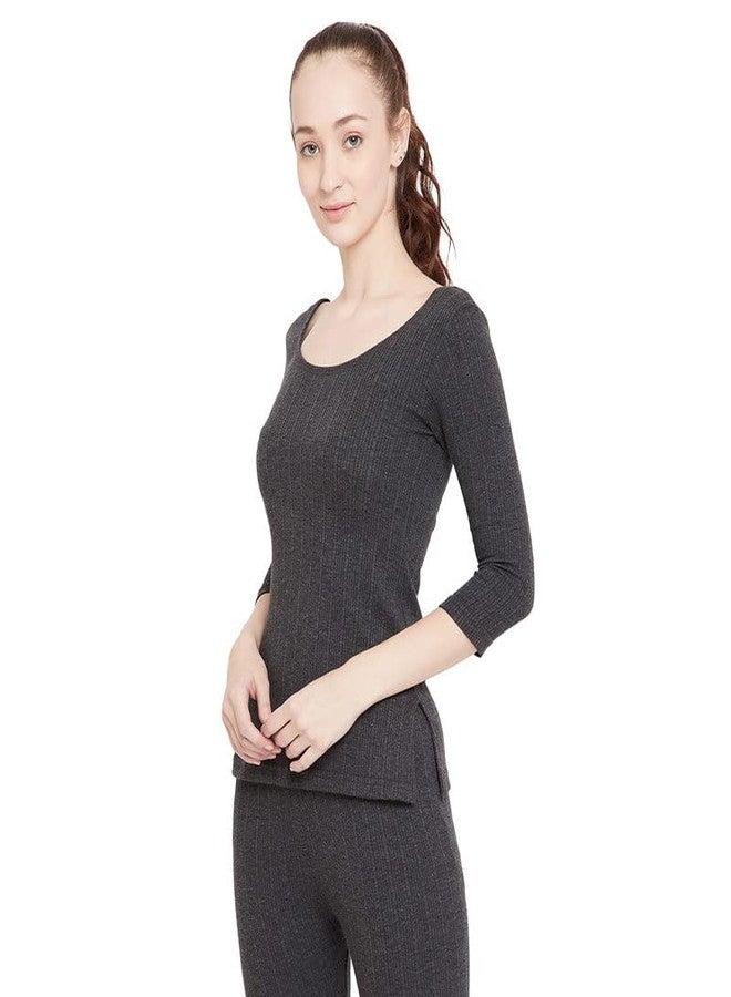 NEVA Esancia Deep Scoop Neck 3/4th Sleeve Warmer/Thermal Upper for Women - Image 2