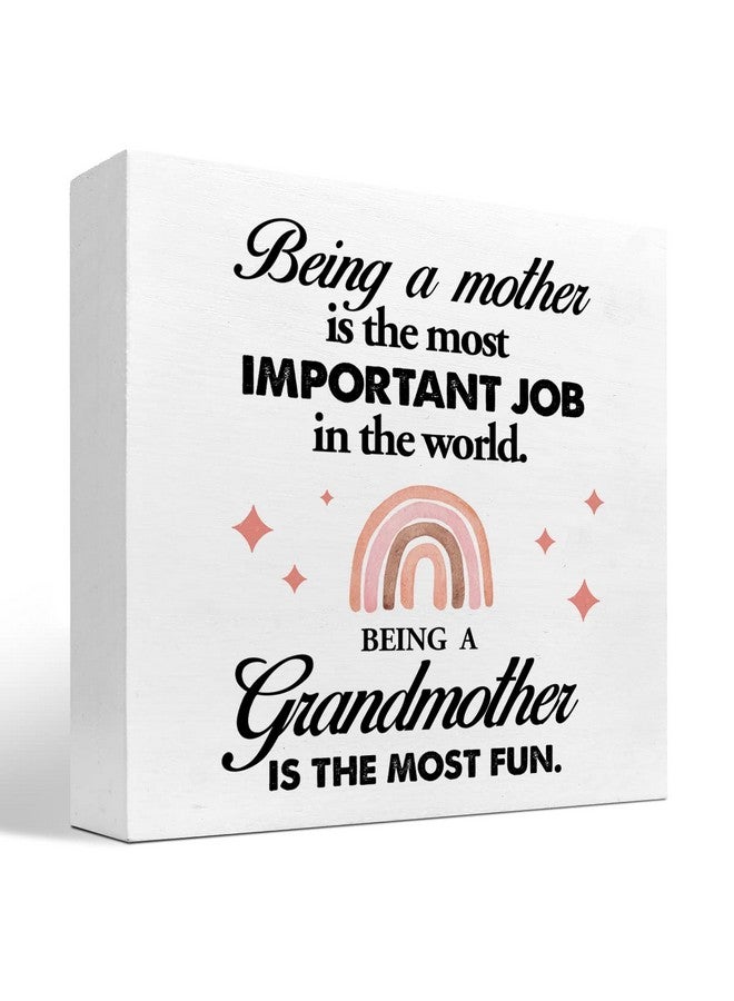 z-crange z-crange Gifts for New Grandma,New Grandma Mothers Day Gift,Being a Mother Is the Most Important Job in the World Being a Grandmother Is the Most Fun Wooden Box Sign Desk Decor - Image 1