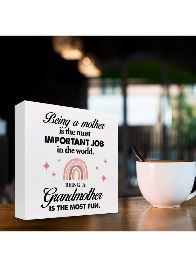 z-crange z-crange Gifts for New Grandma,New Grandma Mothers Day Gift,Being a Mother Is the Most Important Job in the World Being a Grandmother Is the Most Fun Wooden Box Sign Desk Decor - Image 3