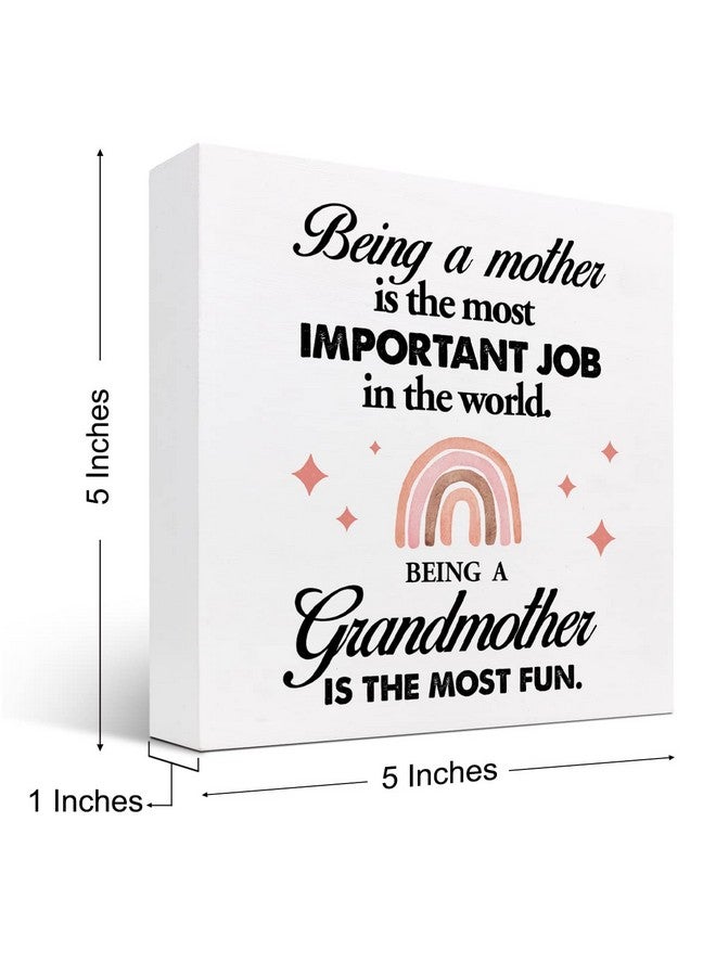 z-crange z-crange Gifts for New Grandma,New Grandma Mothers Day Gift,Being a Mother Is the Most Important Job in the World Being a Grandmother Is the Most Fun Wooden Box Sign Desk Decor - Image 2