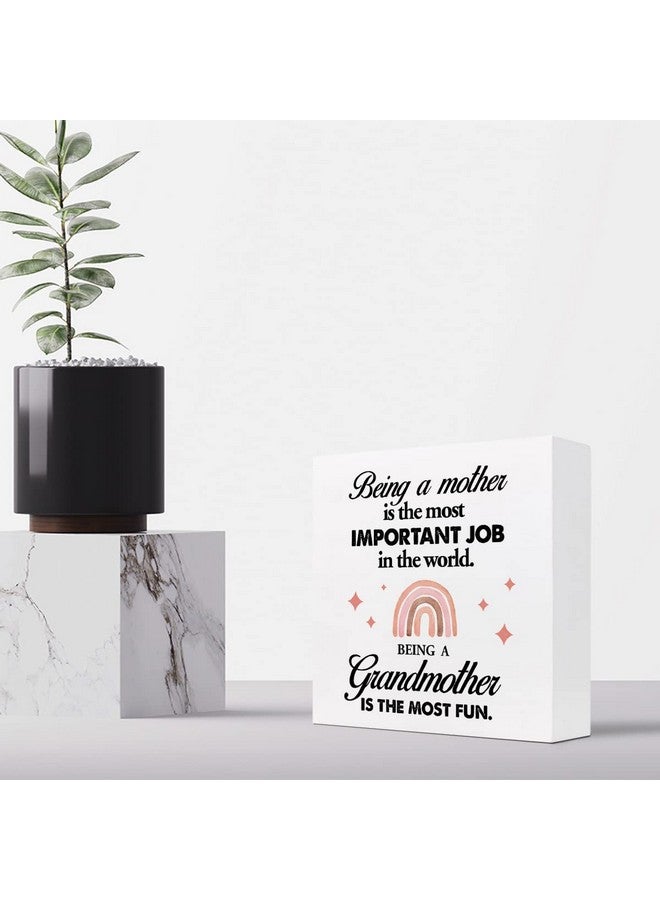 z-crange z-crange Gifts for New Grandma,New Grandma Mothers Day Gift,Being a Mother Is the Most Important Job in the World Being a Grandmother Is the Most Fun Wooden Box Sign Desk Decor - Image 4