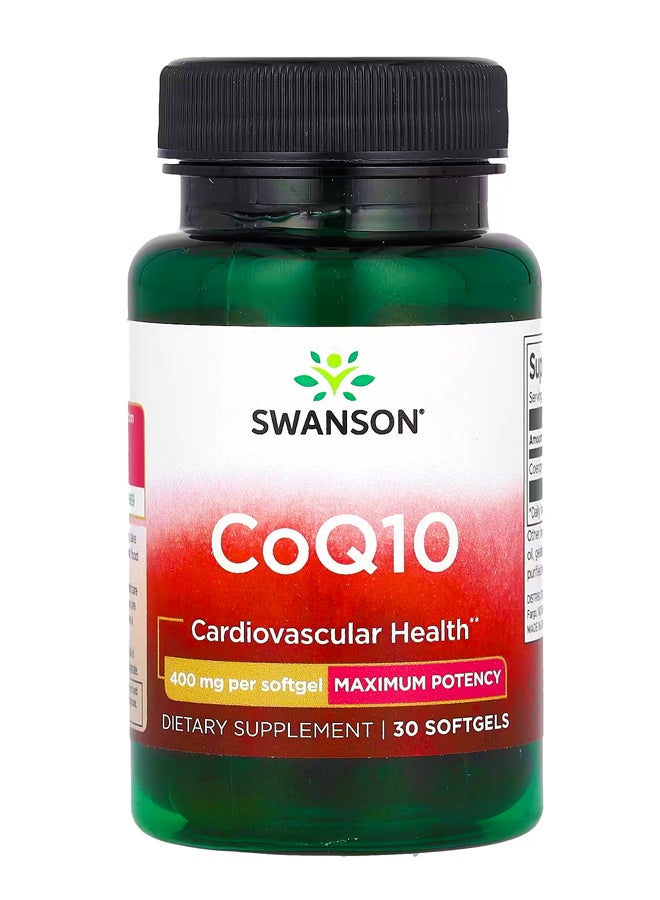 سوانسون CoQ10 ، فعالية قصوى ، 400 ملجم ، 30 كبسولة هلامية