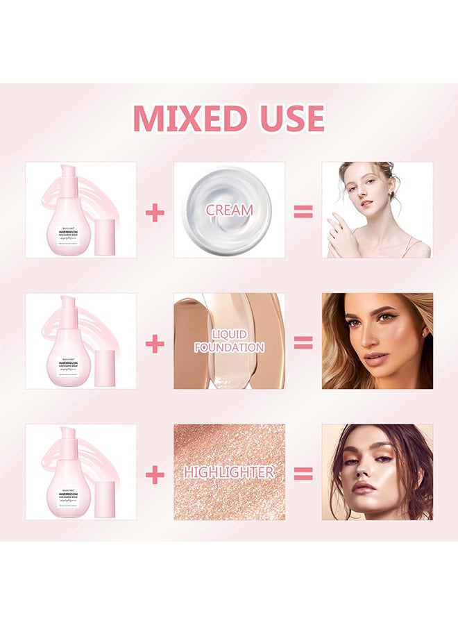 ibcccndc Watermelon Niacinamide Highlighting Serum, With Hyaluronic Acid, Brighten, Moisturize And Lightweight Facial Serum And Priming Liquid Highlighter For Skin Care 60ML - Image 5