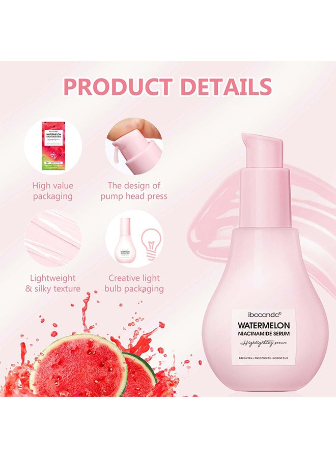 ibcccndc Watermelon Niacinamide Highlighting Serum, With Hyaluronic Acid, Brighten, Moisturize And Lightweight Facial Serum And Priming Liquid Highlighter For Skin Care 60ML - Image 3