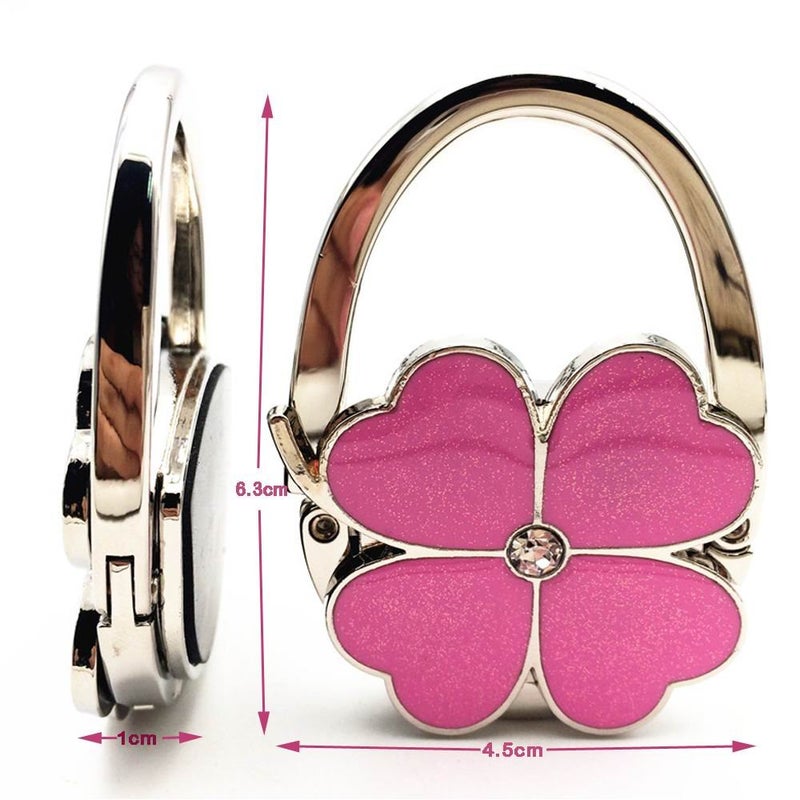 ROFLYER Four Leaf Clover Design Foldable Handbag Hanger Folding Purse Table Hook Holder, with Velvet Pouch(Green) - Image 4