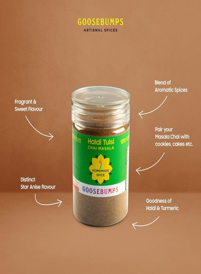 Goosebumps Haldi-Tulsi Chai Masala Powder | Tea masala | 100% Natural Ingredients | Ayuervedic Chai | Goodness of Haldi & Tulsi | Artisinal & Authentic (80 G) - Image 4