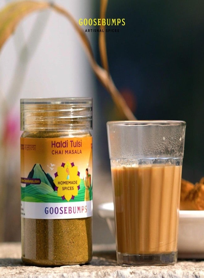 Goosebumps Haldi-Tulsi Chai Masala Powder | Tea masala | 100% Natural Ingredients | Ayuervedic Chai | Goodness of Haldi & Tulsi | Artisinal & Authentic (80 G) - Image 3