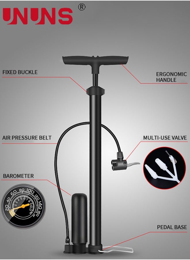 UNUNS Bicycle Pump,Portable Bike Tire Pump,160 Psi Bike Air Pump With Accessories,Universal Air Pump For Basketball Football Volleyball Motorcycles Car All Bikes And Sports Balls  - Image 2
