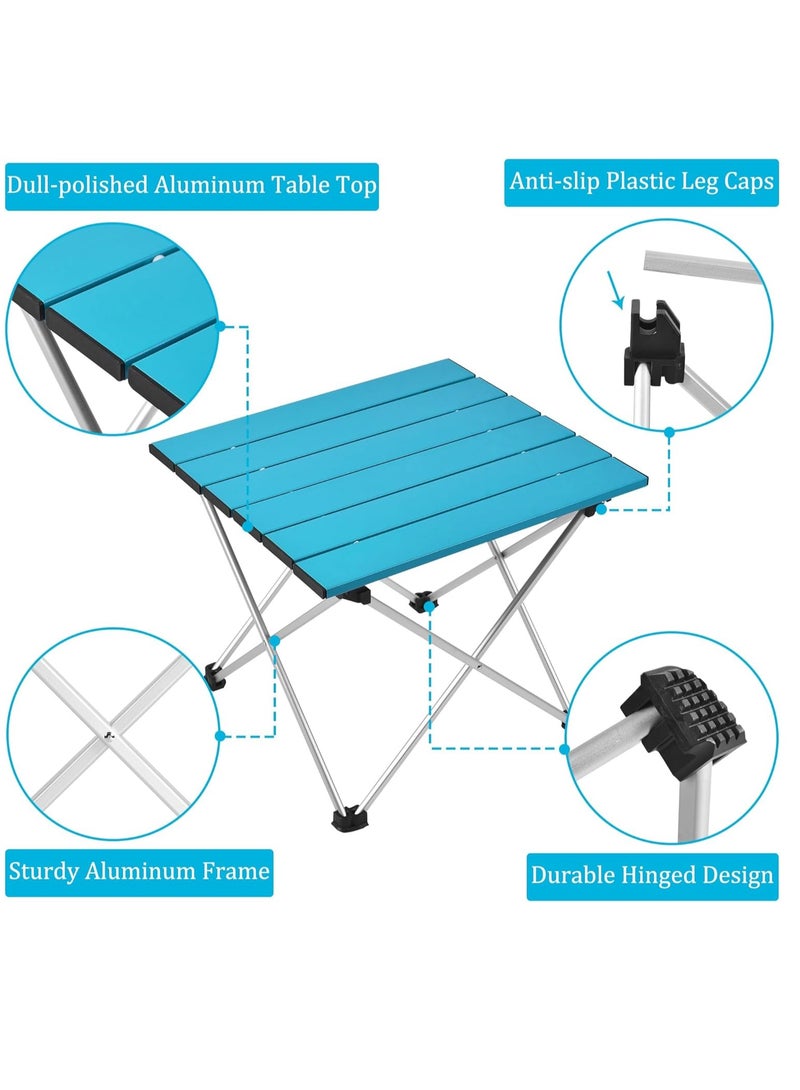 Generic Large Folding Camping Table with Aluminum Table Top, Beach Table for Sand with Carrying Bag,Prefect for Outdoor, Picnic, BBQ, Cooking, Festival (Blue)  - Image 3