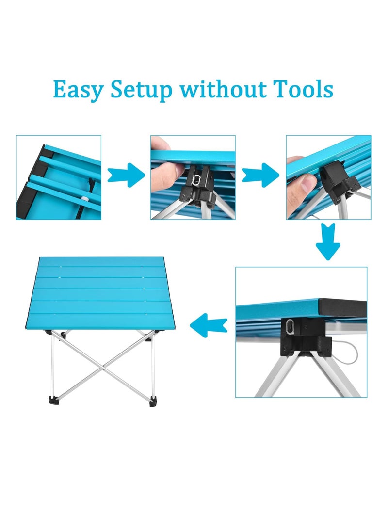 Generic Large Folding Camping Table with Aluminum Table Top, Beach Table for Sand with Carrying Bag,Prefect for Outdoor, Picnic, BBQ, Cooking, Festival (Blue)  - Image 5