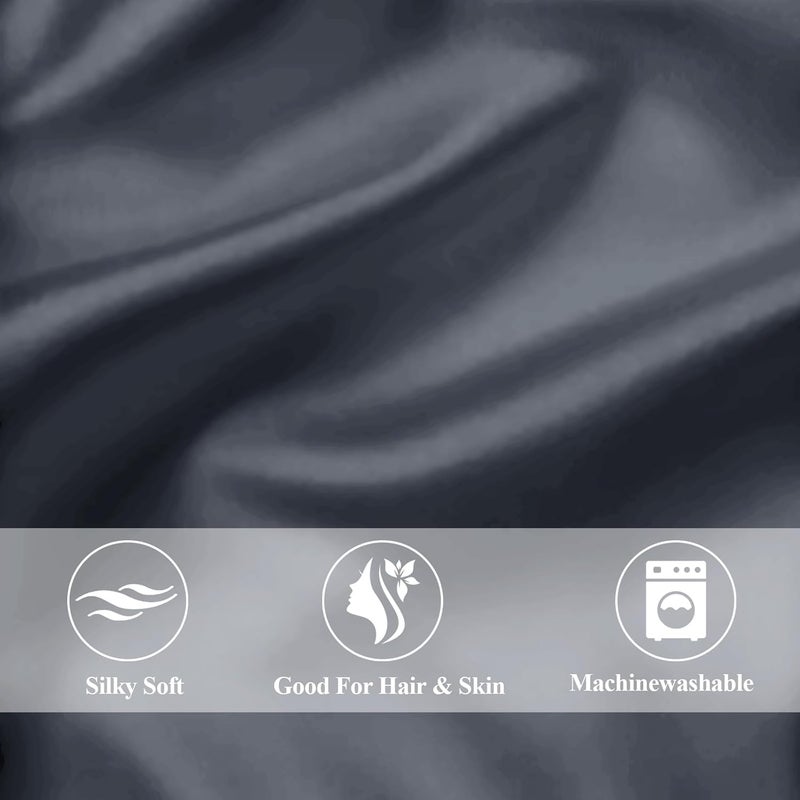 Vielit Satin Body Pillow Cover 1pc,Silky Body Pillow Pillowcase Similar to Silk Pillow Cases Soft Long Pillowcase 20x54 & Envelope Closure, for Women Men Dark Grey & 1 Satin Scunchie - Image 5
