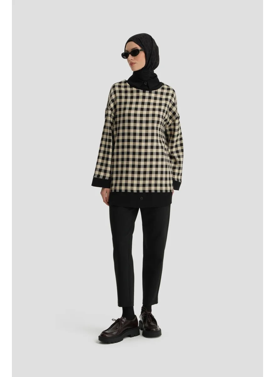 ARMINE Checkered Patterned Tunic 24K4310 Black