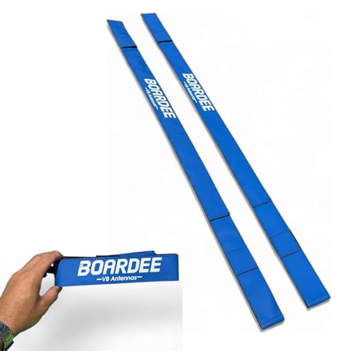 BOARDEE Volleyball Net Antenna Sleeves - Durable Tarpaulin Hook-and-Loop Sleeves with Vertical Straps - Indoor and Beach Volleyball Net Equipment - Pack of 2 (No Antennas Included) (Blue) - Image 1
