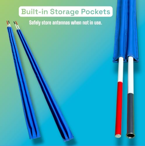 BOARDEE Volleyball Net Antenna Sleeves - Durable Tarpaulin Hook-and-Loop Sleeves with Vertical Straps - Indoor and Beach Volleyball Net Equipment - Pack of 2 (No Antennas Included) (Blue) - Image 4