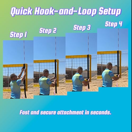 BOARDEE Volleyball Net Antenna Sleeves - Durable Tarpaulin Hook-and-Loop Sleeves with Vertical Straps - Indoor and Beach Volleyball Net Equipment - Pack of 2 (No Antennas Included) (Blue) - Image 3