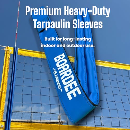 BOARDEE Volleyball Net Antenna Sleeves - Durable Tarpaulin Hook-and-Loop Sleeves with Vertical Straps - Indoor and Beach Volleyball Net Equipment - Pack of 2 (No Antennas Included) (Blue) - Image 2