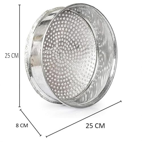 VISMAY'S Vismays Iron Strainer Sieve Chalni Chalna Gehu Grain Rice Pulses Masala Spices Lentils Churma Strainer Smooth Edges Food Grade Iron - 10 inch - Image 3