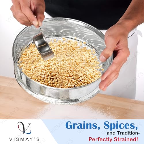 VISMAY'S Vismays Iron Strainer Sieve Chalni Chalna Gehu Grain Rice Pulses Masala Spices Lentils Churma Strainer Smooth Edges Food Grade Iron - 10 inch - Image 2